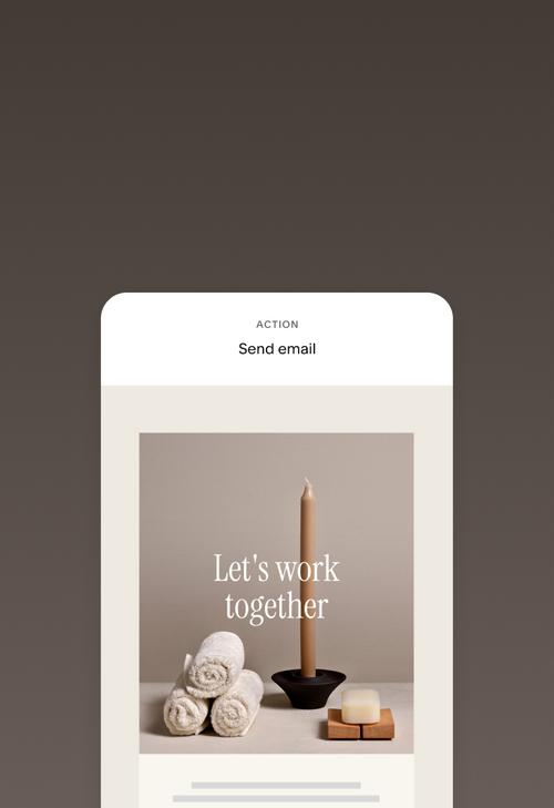 Campagnes e-mail Squarespace invitant des clients potentiels à se renseigner sur les services disponibles.